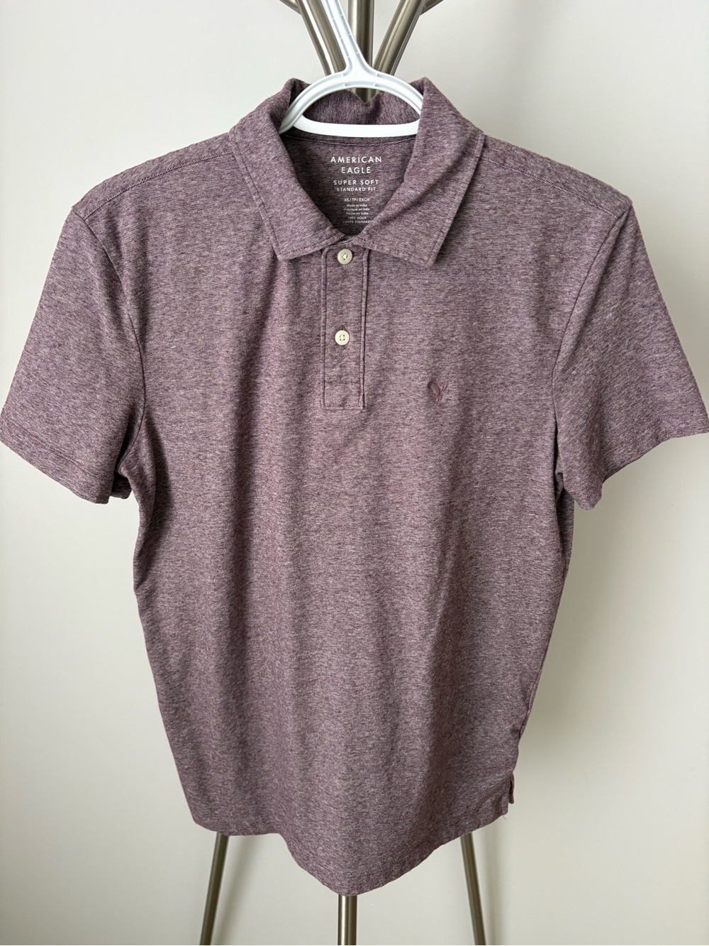 American Eagle Outfitters Men's Heather Berry Polo Shirt